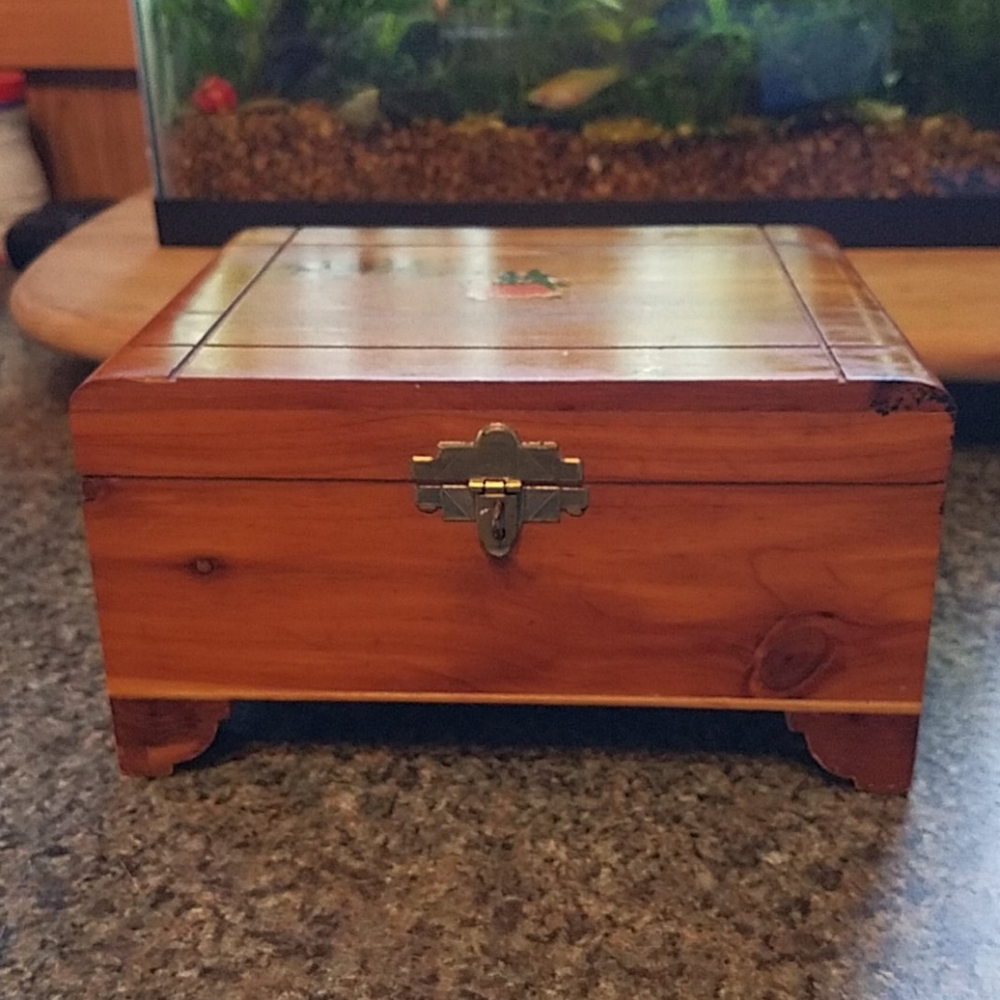 Small Cedar Jewelry Box Vintage